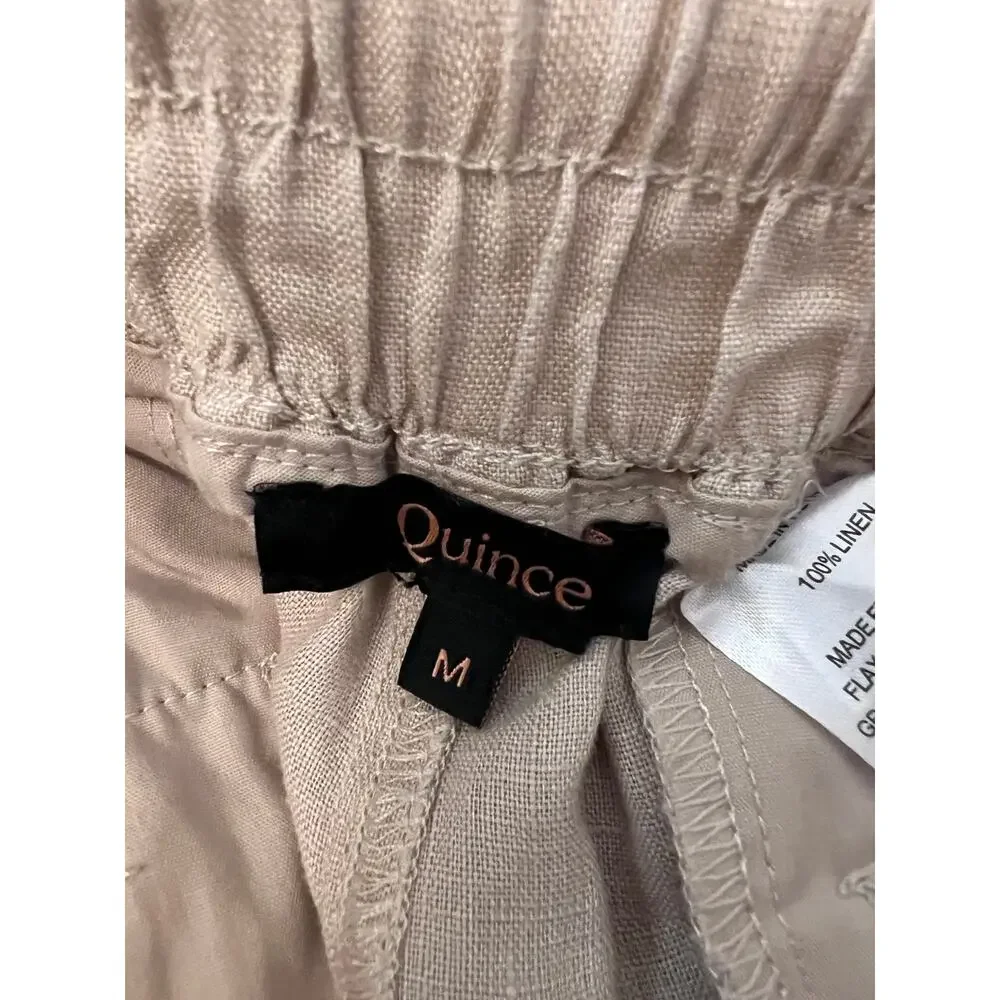 Quince 100% European Linen Wide Leg Pants M Driftwood Coastal Resort Boho Chic